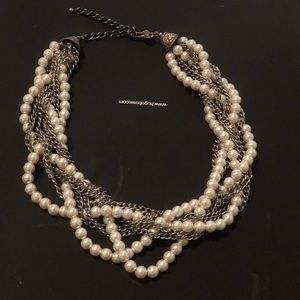 KJL silver & pearl statement necklace